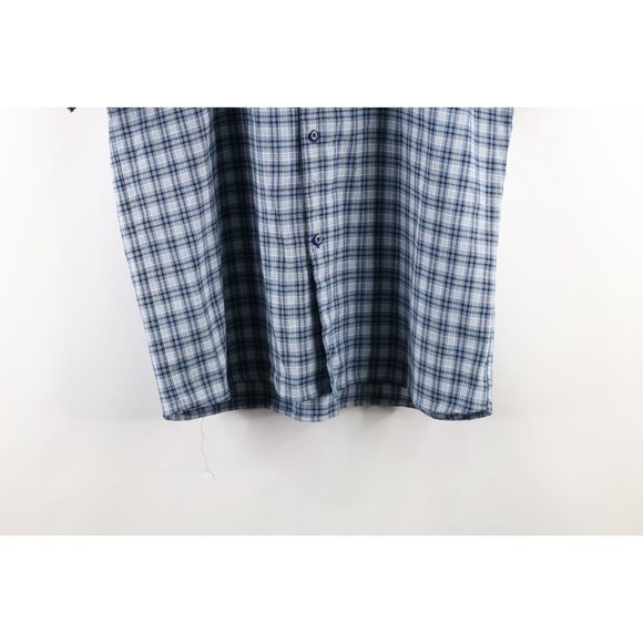 Vintage 90s Tommy Hilfiger Mens XL Checkered Plaid Collared Camp Button Shirt - Picture 3 of 9